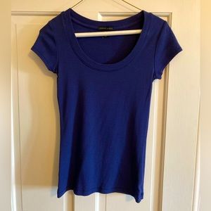 Carole Little Scoop Neck Tee Shirt, BLUE, Size SMALL